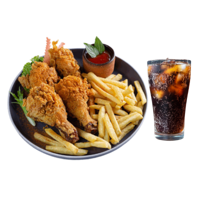 4 Pcs Fried Chicken + Fries + Soft Drink